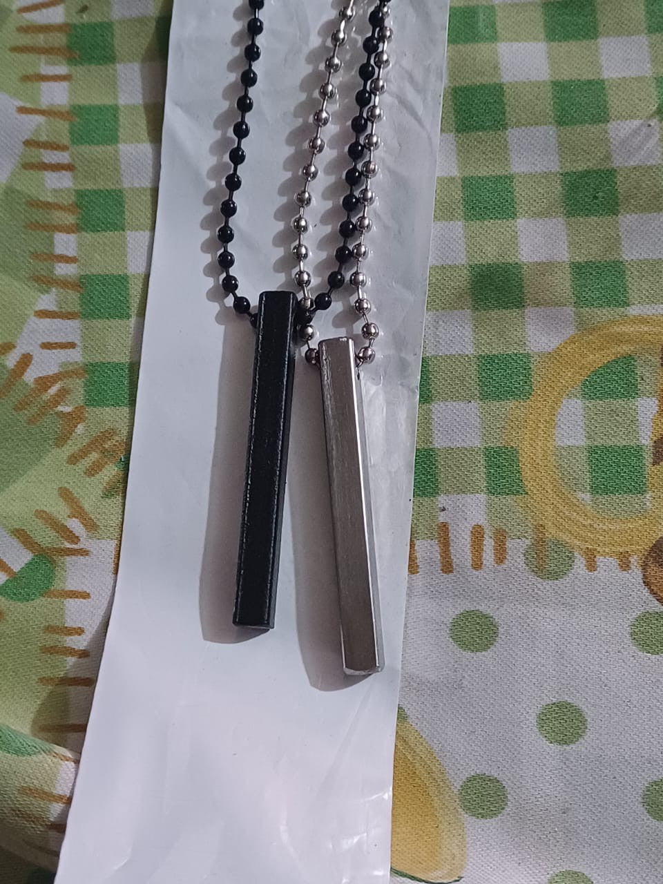 SILVER and BLACK Pure Stainless Steel Vertical Bar Necklace/Locket/Chain for Men/Boys