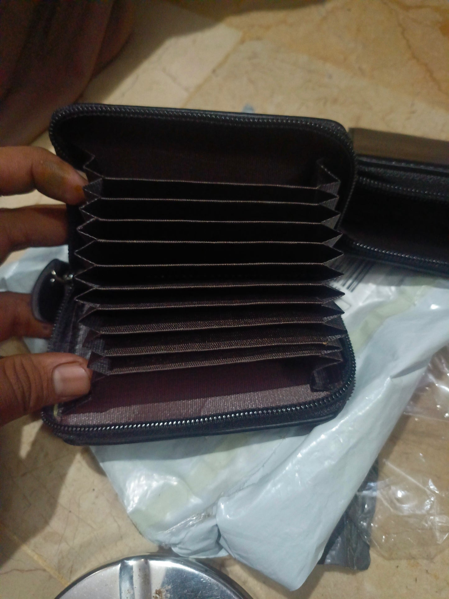 Zip card wallet Genuine Leather Minimalist Men's Purse Long Wallet For Men