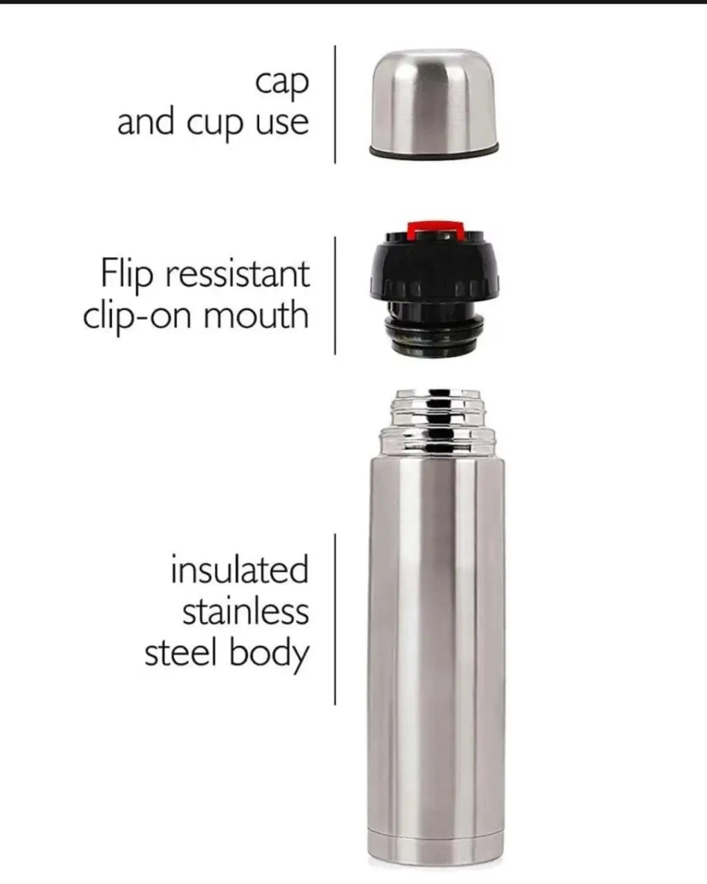 Imported Original 1000ml & 750ml Vacuum Thermos Flask Stainless Steel Cold & Hot Water , Sports & Gym |
