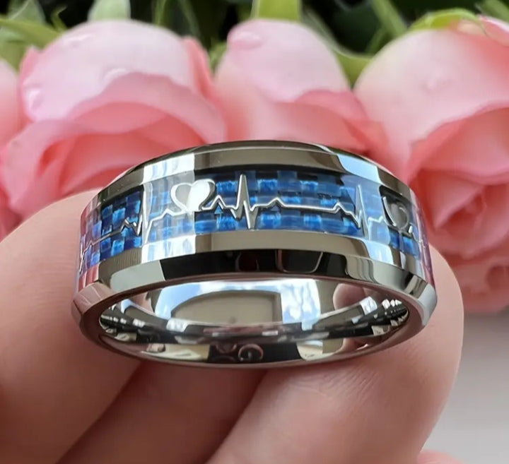 Stylish Heartbeat Ring for Men – Silver, Gold & Black | Fashion Jewelry