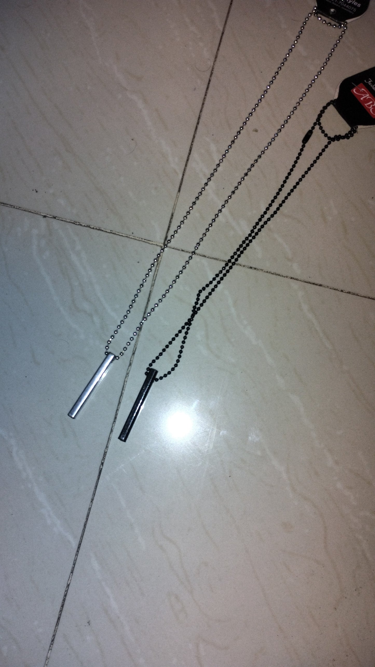 SILVER and BLACK Pure Stainless Steel Vertical Bar Necklace/Locket/Chain for Men/Boys