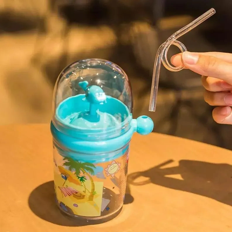 260ml Fancy Kids Water Bottle with Straw and Cover BPA Free Stylish