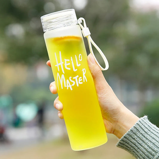 Hello master 400ml Colorful Glass Water Bottles For Girls Boys