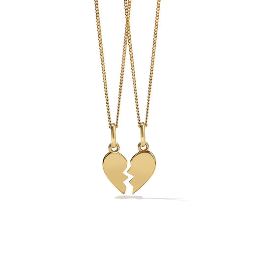 2 Pcs Set Heart Broken 2 Locket With 2 Chain - Couple Best Friend Ship