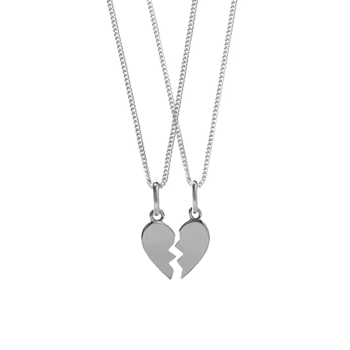 2 Pcs Set Heart Broken 2 Locket With 2 Chain - Couple Best Friend Ship