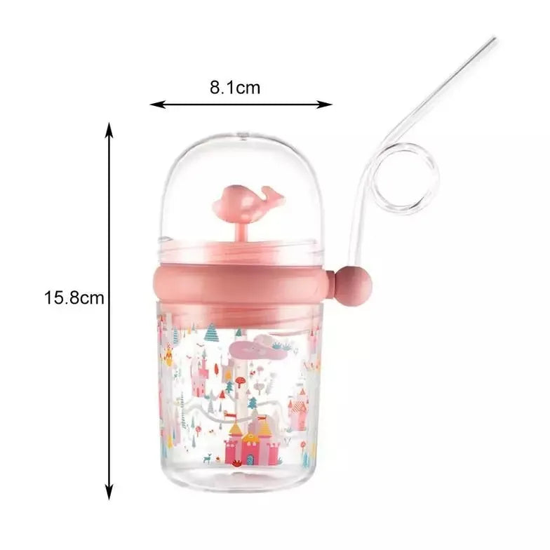 260ml Fancy Kids Water Bottle with Straw and Cover BPA Free Stylish