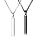 SILVER and BLACK Pure Stainless Steel Vertical Bar Necklace/Locket/Chain for Men/Boys