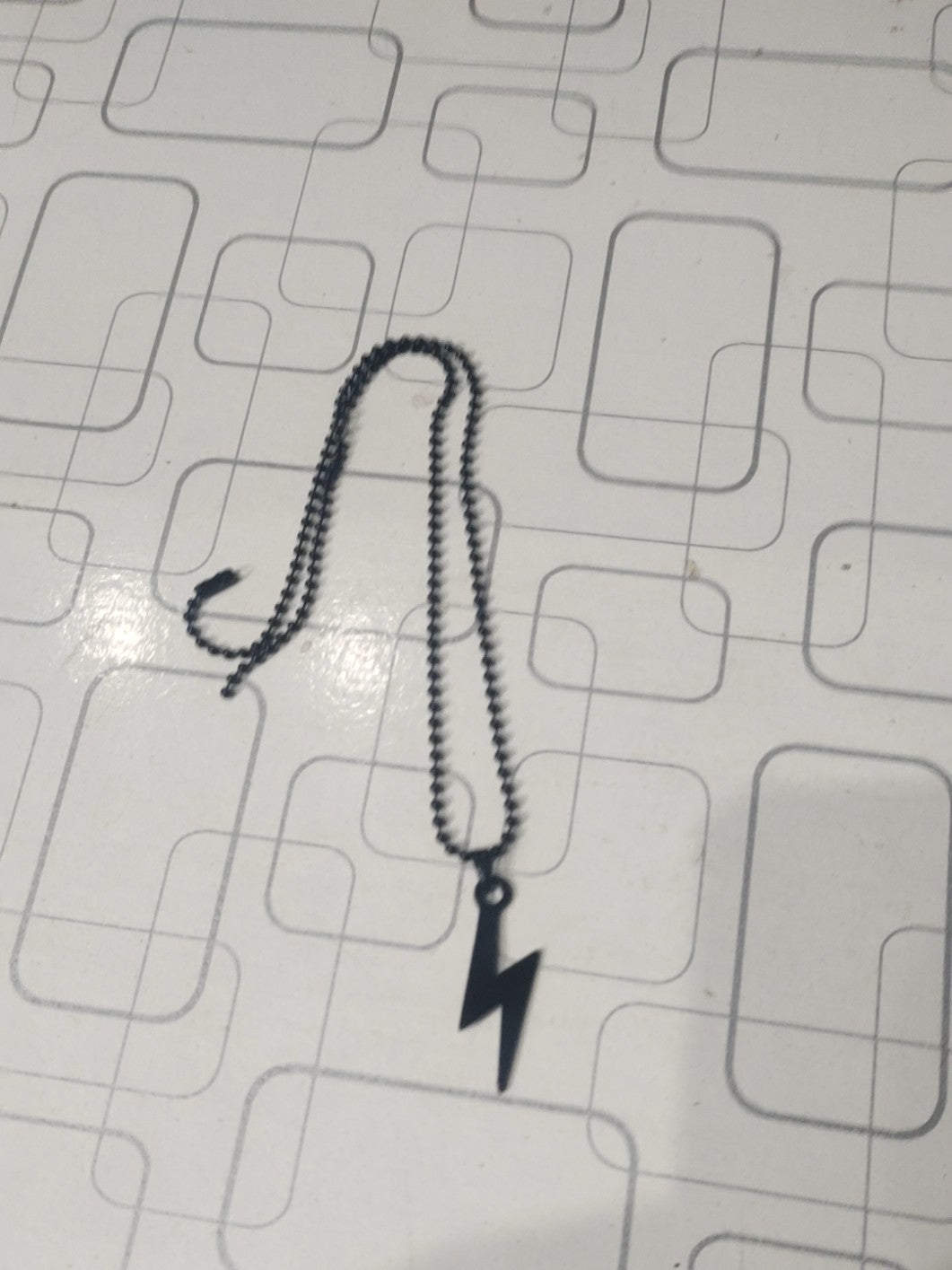 Casual Lightning Thunder Black Color Pendant With Bead Ball Chain Necklace For Men Women