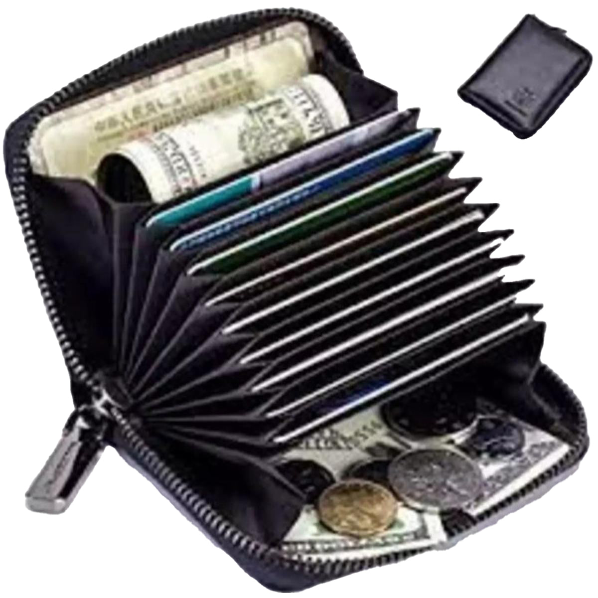 Zip card wallet Genuine Leather Minimalist Men's Purse Long Wallet For Men