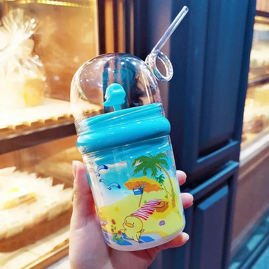 260ml Fancy Kids Water Bottle with Straw and Cover BPA Free Stylish